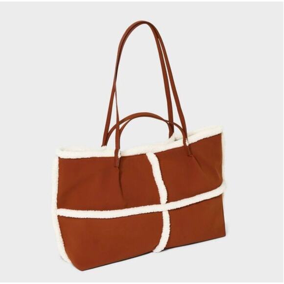Universal Thread Cognac Brown Craft Tote Handbag - Picture 1 of 10